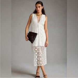Anthropologie White Lace Midi Dress
